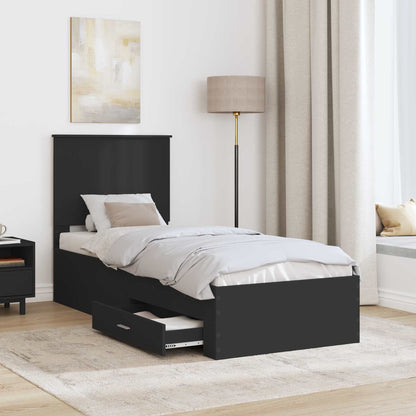 vidaXL Bettrahmen Schwarz und Silber 70 x 190 cm Holzwerkstoff