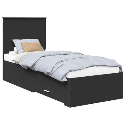 vidaXL Bettrahmen Schwarz und Silber 70 x 190 cm Holzwerkstoff