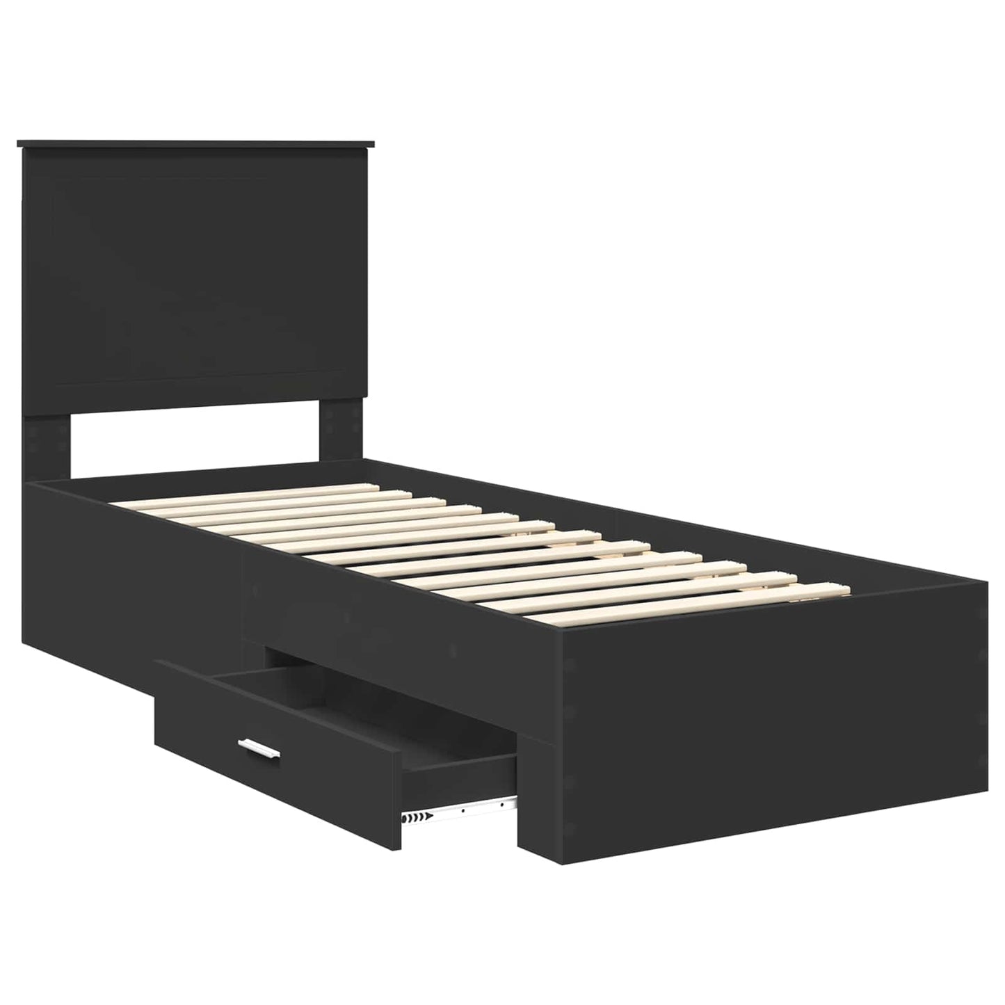 vidaXL Bettrahmen Schwarz und Silber 70 x 190 cm Holzwerkstoff
