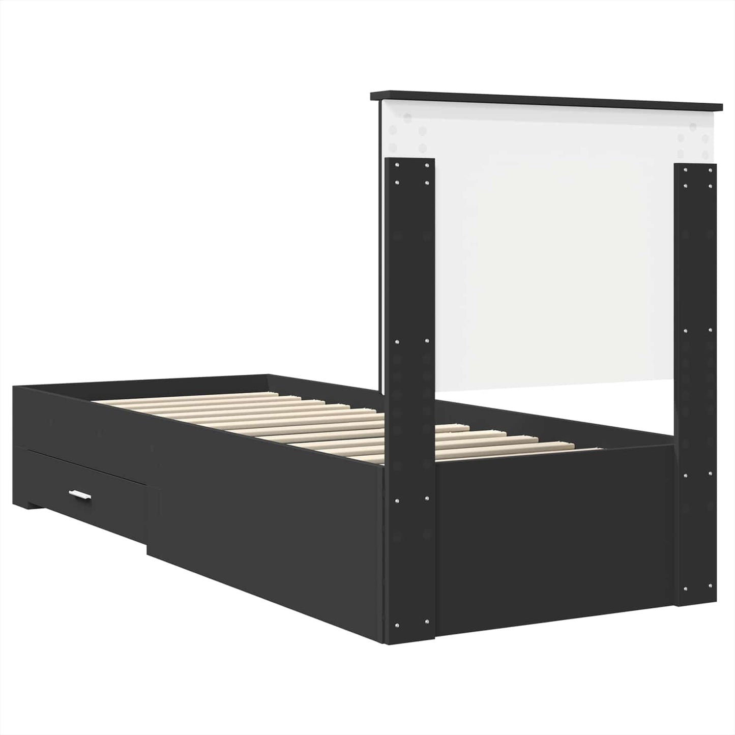 vidaXL Bettrahmen Schwarz und Silber 70 x 190 cm Holzwerkstoff