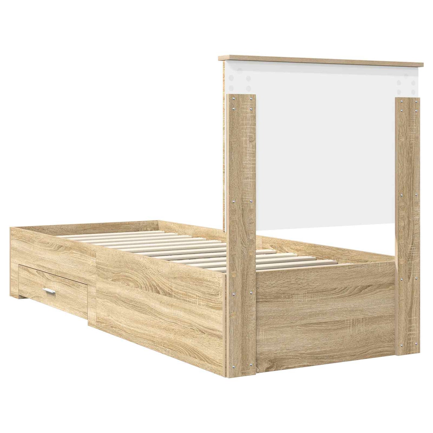 Bettrahmen Sonoma Eiche und Silber 70 x 190 cm Holzwerkstoff