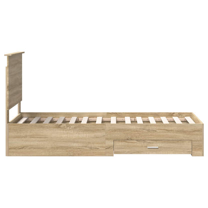 Bettrahmen Sonoma Eiche und Silber 70 x 190 cm Holzwerkstoff