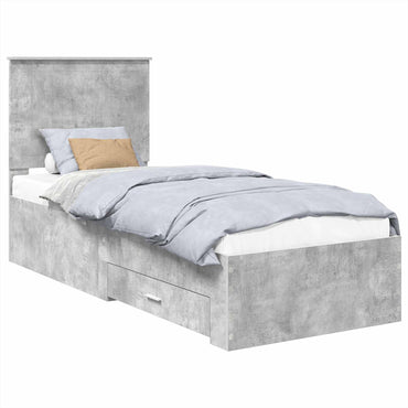 vidaXL Bettrahmen Beton Grau und Silber 70 x 190 cm Holzwerkstoff