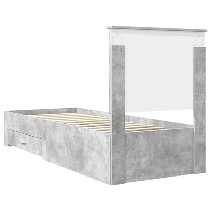 Bettrahmen Beton Grau und Silber 70 x 190 cm Holzwerkstoff