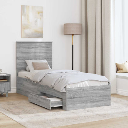 vidaXL Bettrahmen Graue Sonoma und Silber 70 x 190 cm Holzwerkstoff