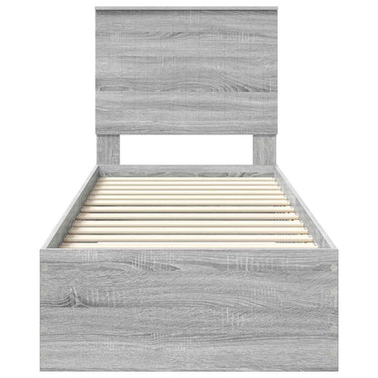 vidaXL Bettrahmen Graue Sonoma und Silber 70 x 190 cm Holzwerkstoff