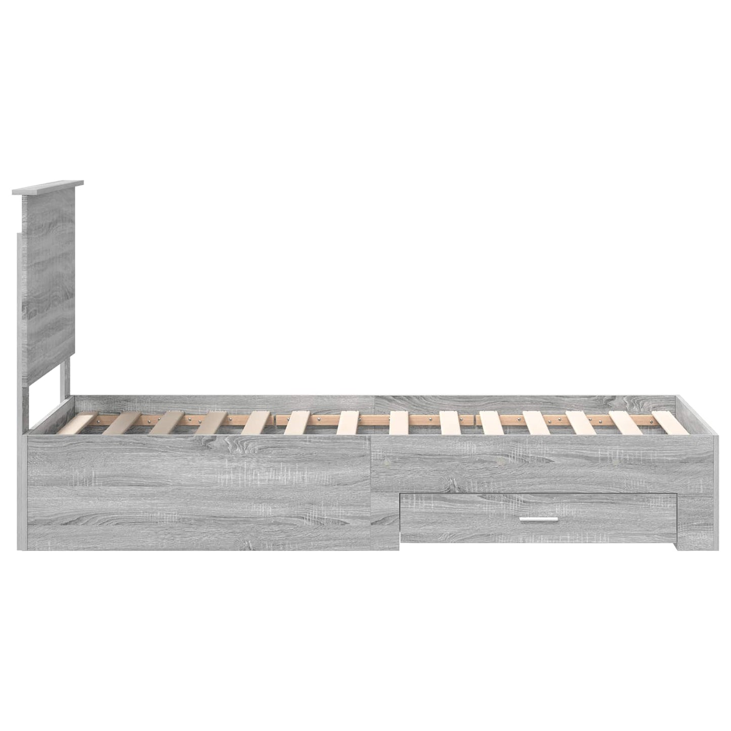vidaXL Bettrahmen Graue Sonoma und Silber 70 x 190 cm Holzwerkstoff