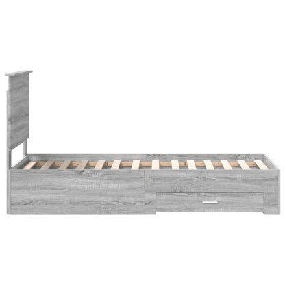 vidaXL Bettrahmen Graue Sonoma und Silber 70 x 190 cm Holzwerkstoff