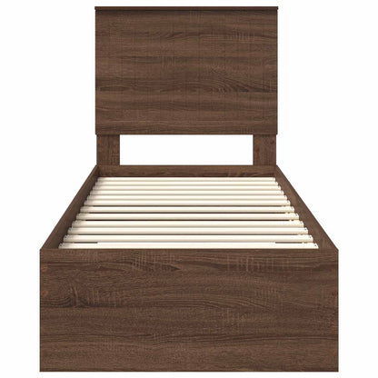 Bettrahmen Braune Eiche und Silber 70 x 190 cm Holzwerkstoff