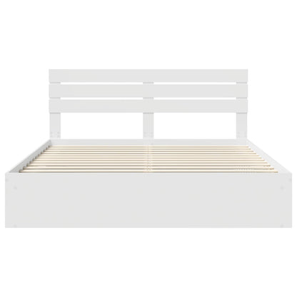 vidaXL Bettrahmen mit Kopfteil Weiß 200 x 200 cm Massives Kiefernholz