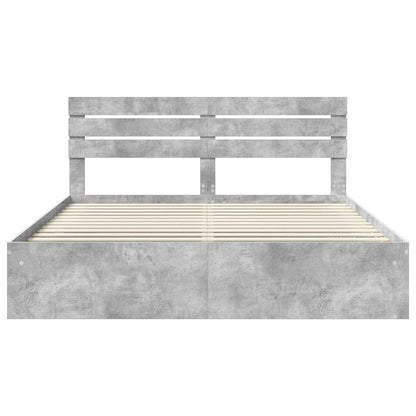 vidaXL Bettrahmen mit Kopfteil Beton 200 x 200 cm Massives Kiefernholz