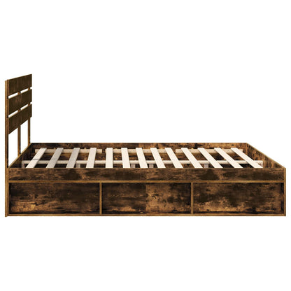 vidaXL Bettrahmen Geräucherte Eiche 200 x 200 cm Massives Kiefernholz