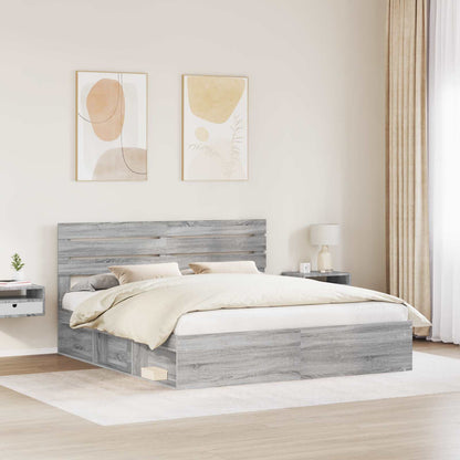 vidaXL Cadre de lit Gris Sonoma 200 x 200 cm Pin massif