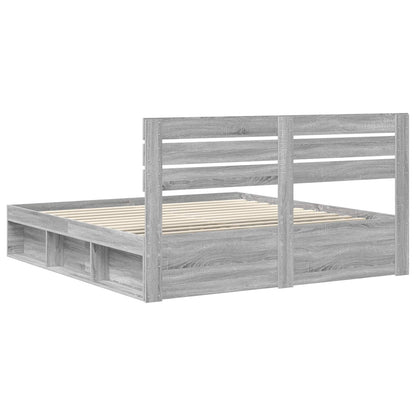 vidaXL Cadre de lit Gris Sonoma 200 x 200 cm Pin massif
