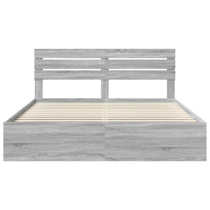 vidaXL Cadre de lit Gris Sonoma 200 x 200 cm Pin massif