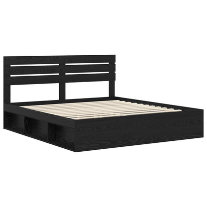 vidaXL Bettrahmen Schwarz 180 x 200 cm Massives Kiefernholz
