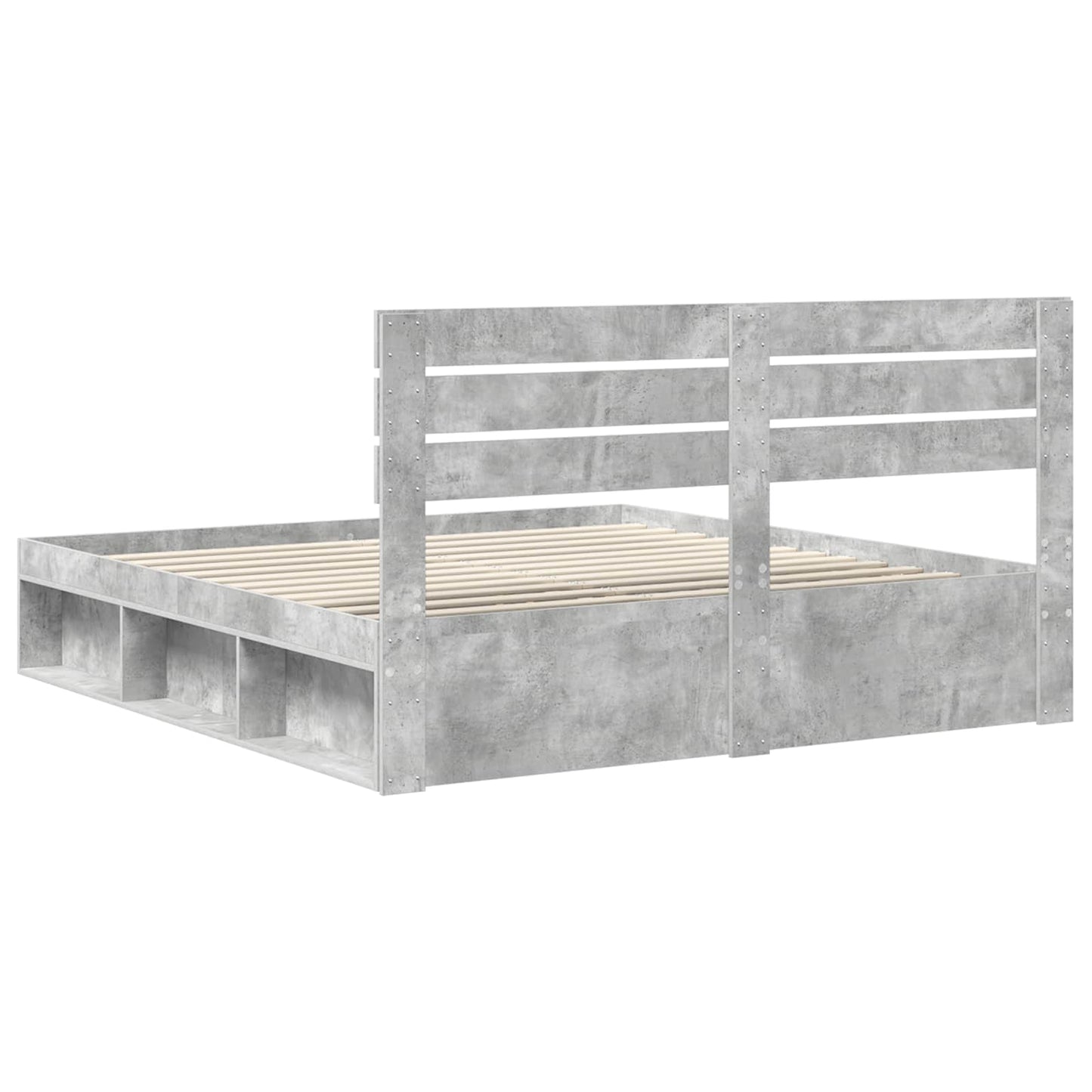 vidaXL Bettrahmen mit Kopfteil Beton 180 x 200 cm Massives Kiefernholz