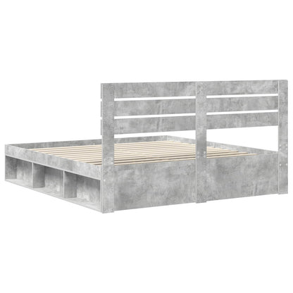 vidaXL Bettrahmen mit Kopfteil Beton 180 x 200 cm Massives Kiefernholz