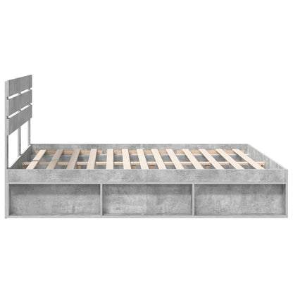 vidaXL Bettrahmen mit Kopfteil Beton 180 x 200 cm Massives Kiefernholz
