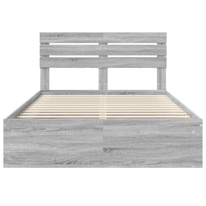 vidaXL Bettrahmen Graues Sonoma 160 x 200 cm Massives Kiefernholz