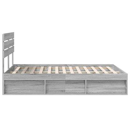 vidaXL Bettrahmen Graues Sonoma 160 x 200 cm Massives Kiefernholz
