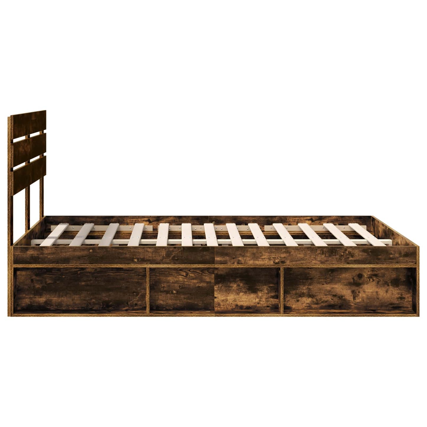 vidaXL Bettrahmen Geräucherte Eiche 150 x 200 cm Massives Kiefernholz