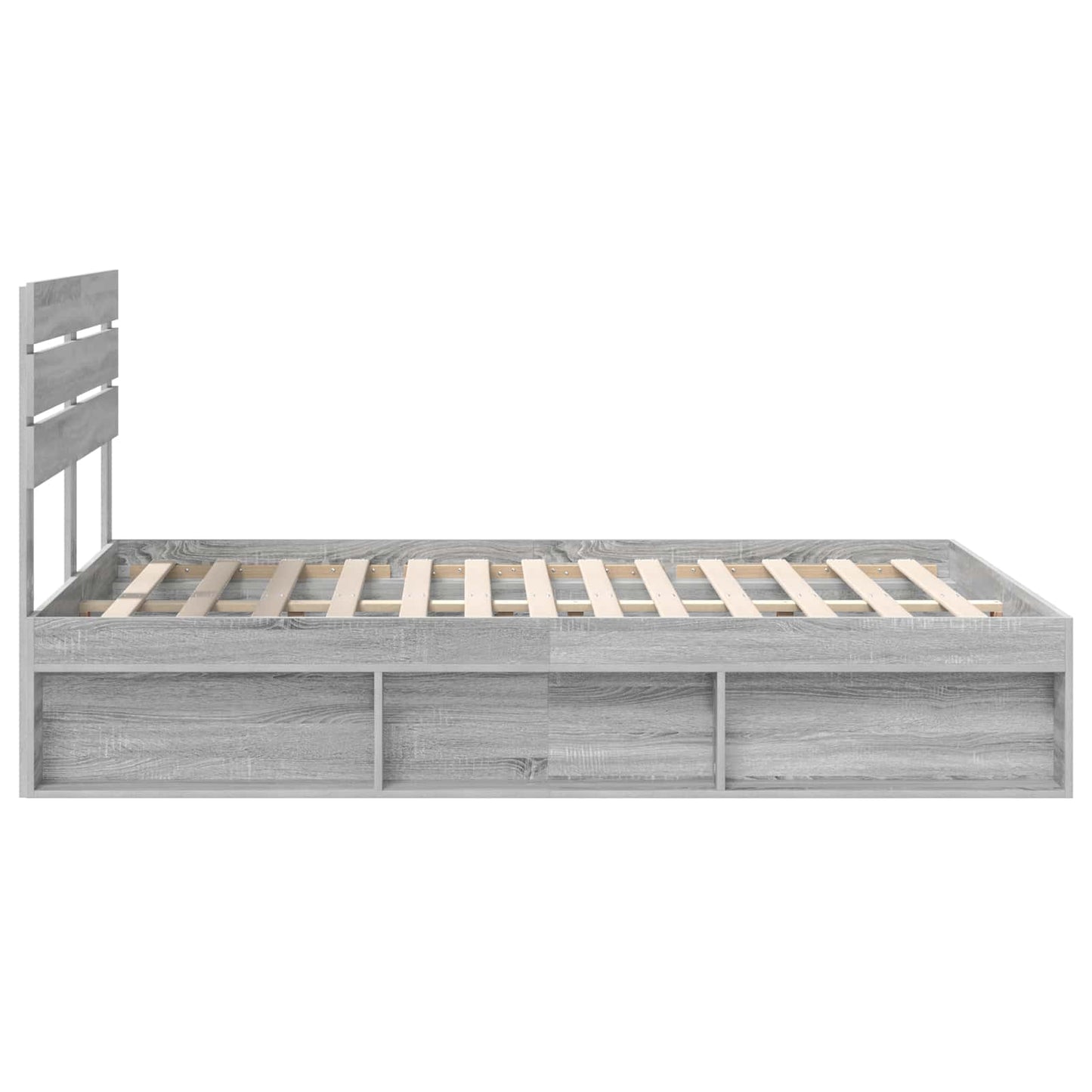 vidaXL Bettrahmen Graues Sonoma 150 x 200 cm Massives Kiefernholz