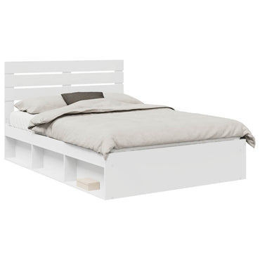 vidaXL Cadre de lit avec tête de lit Blanc 140 x 200 cm Bois de pin massif