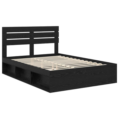 vidaXL Bettrahmen Schwarz 140 x 200 cm Massives Kiefernholz