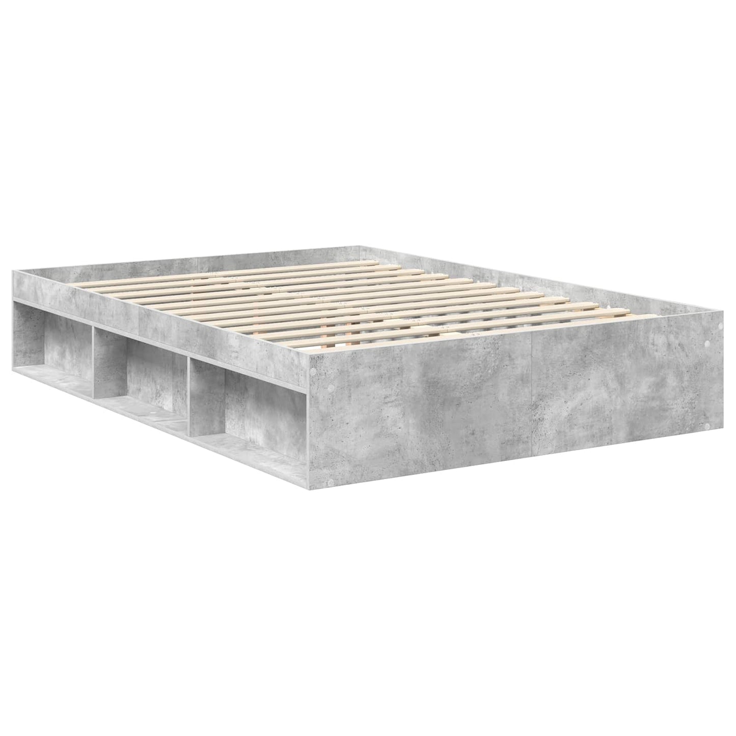 vidaXL Cadre de lit avec tête de lit Béton 140 x 200 cm Bois de pin massif