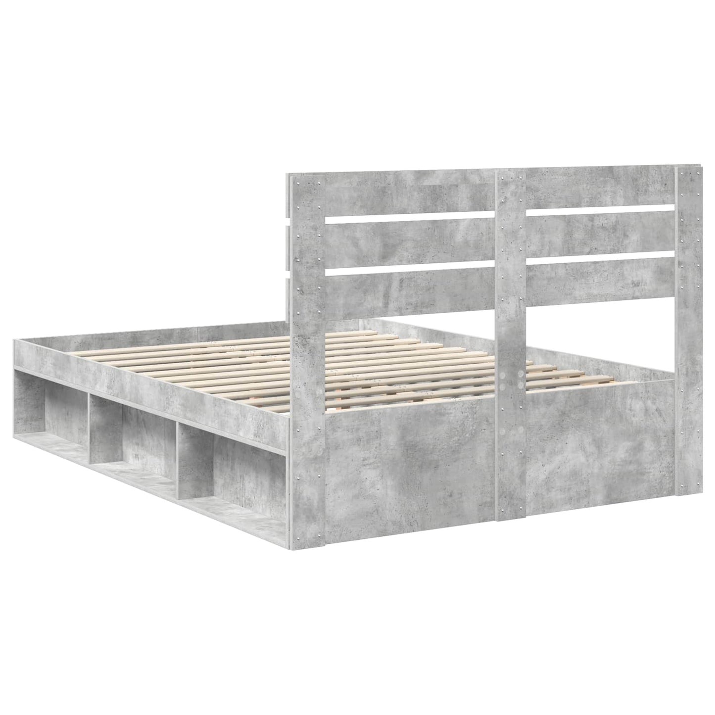 vidaXL Cadre de lit avec tête de lit Béton 140 x 200 cm Bois de pin massif
