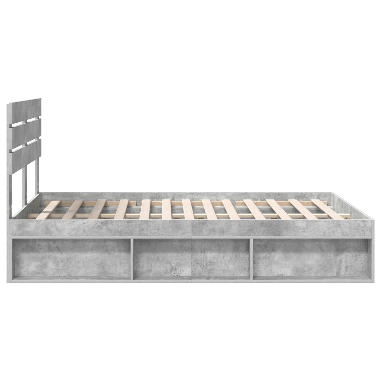vidaXL Cadre de lit avec tête de lit Béton 140 x 200 cm Bois de pin massif