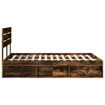 vidaXL Cadre de lit Chêne fumé 140 x 200 cm Bois de pin massif