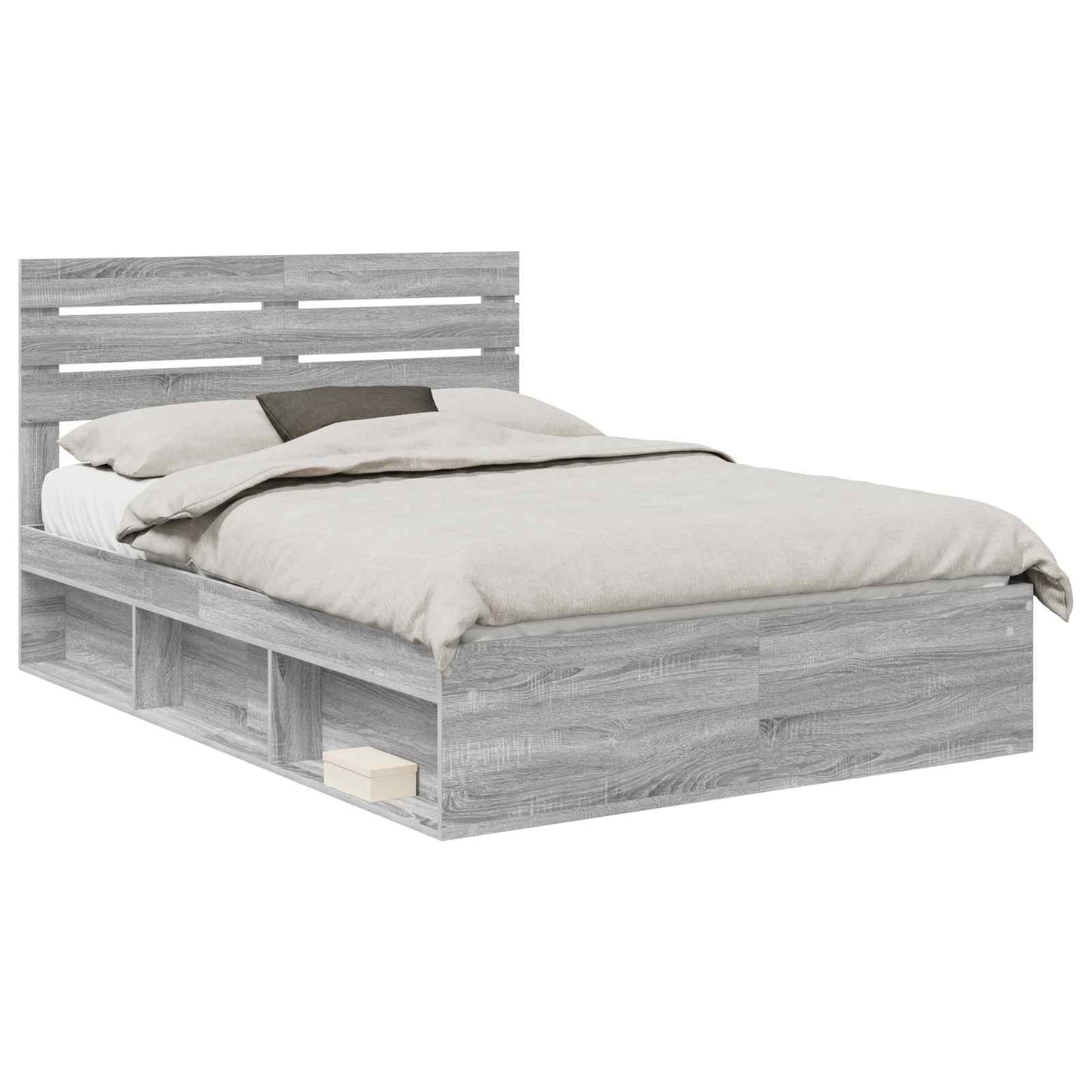 vidaXL Cadre de lit Gris sonoma 140 x 200 cm Bois de pin massif