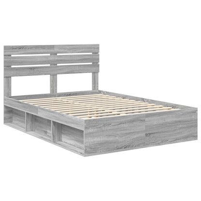 vidaXL Cadre de lit Gris sonoma 140 x 200 cm Bois de pin massif