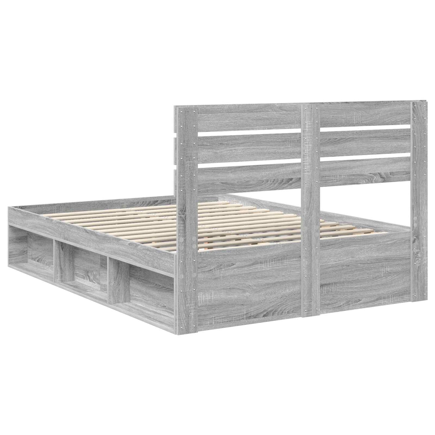 vidaXL Cadre de lit Gris sonoma 140 x 200 cm Bois de pin massif