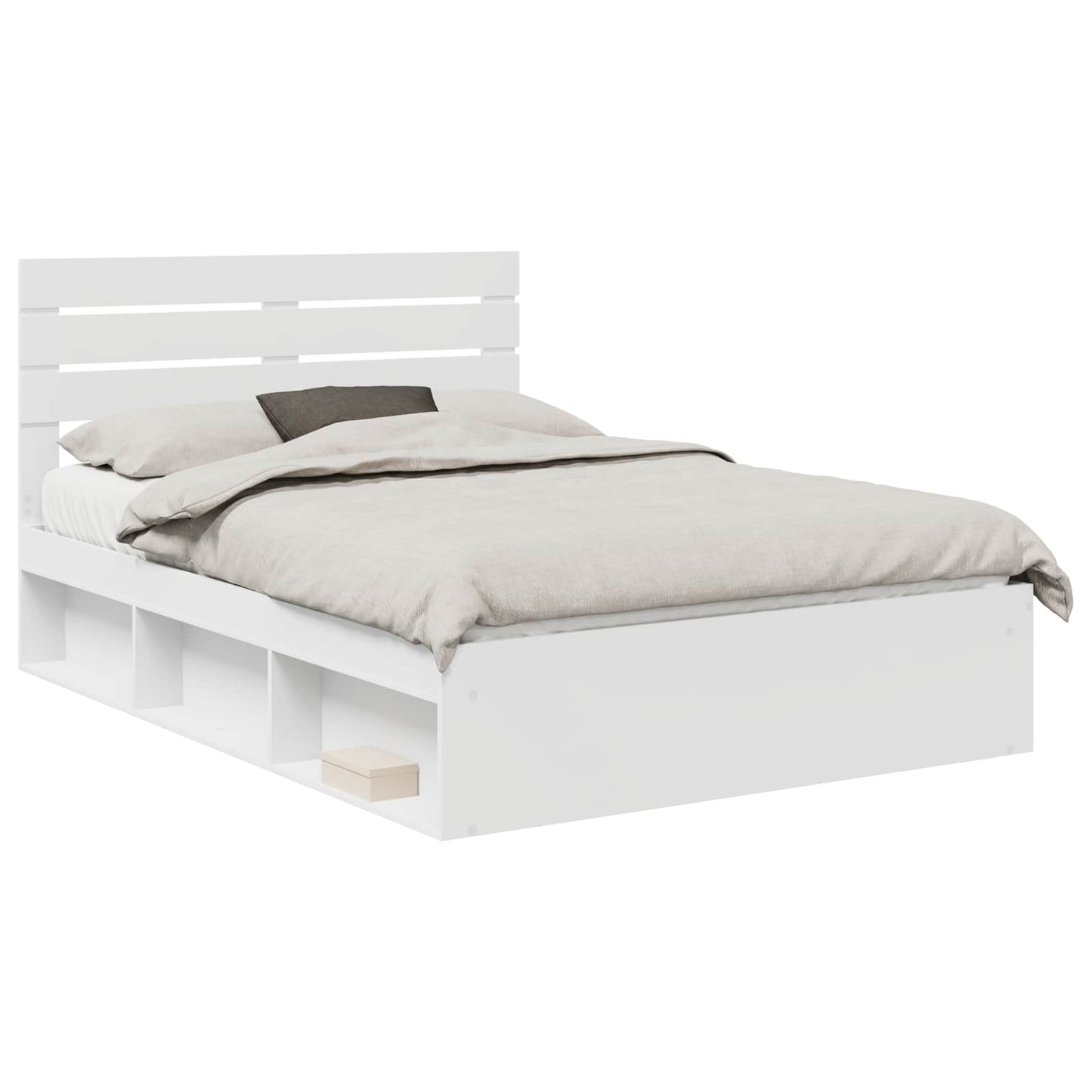 vidaXL Cadre de lit avec tête de lit Blanc 140 x 190 cm Bois de pin massif