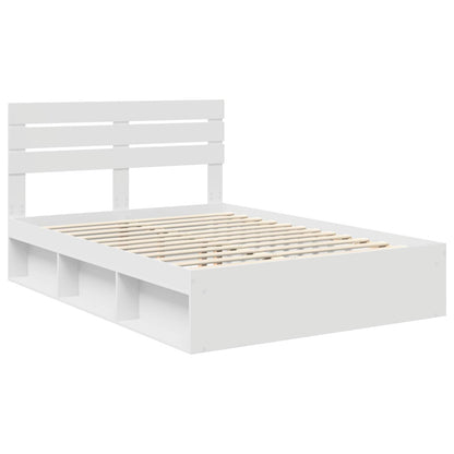 vidaXL Cadre de lit avec tête de lit Blanc 140 x 190 cm Bois de pin massif