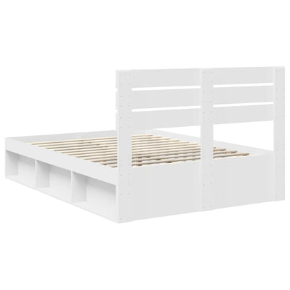 vidaXL Cadre de lit avec tête de lit Blanc 140 x 190 cm Bois de pin massif