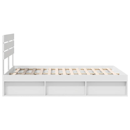 vidaXL Cadre de lit avec tête de lit Blanc 140 x 190 cm Bois de pin massif