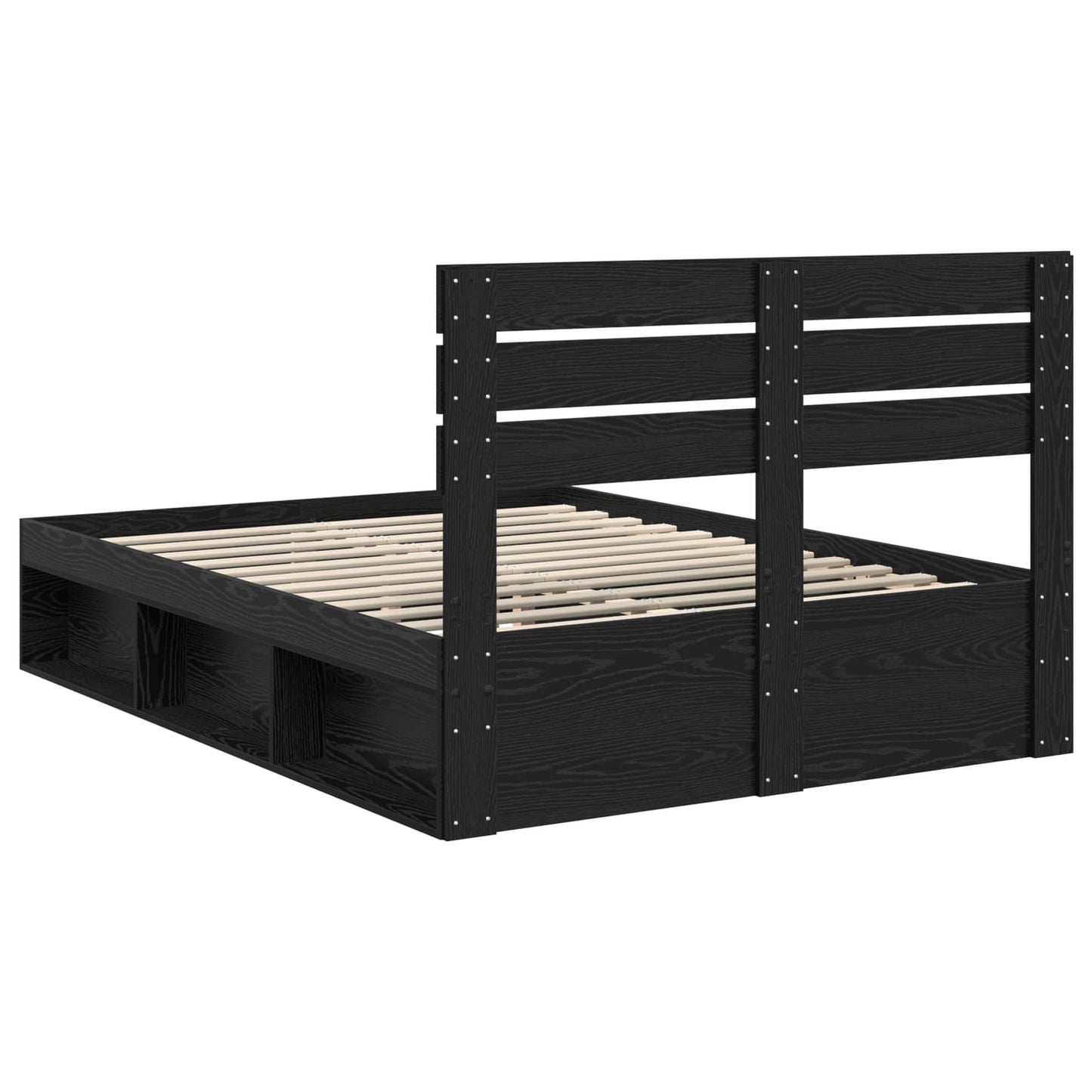 vidaXL Cadre de lit noir 140 x 190 cm en bois de pin massif