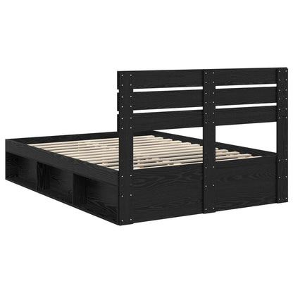 vidaXL Cadre de lit noir 140 x 190 cm en bois de pin massif