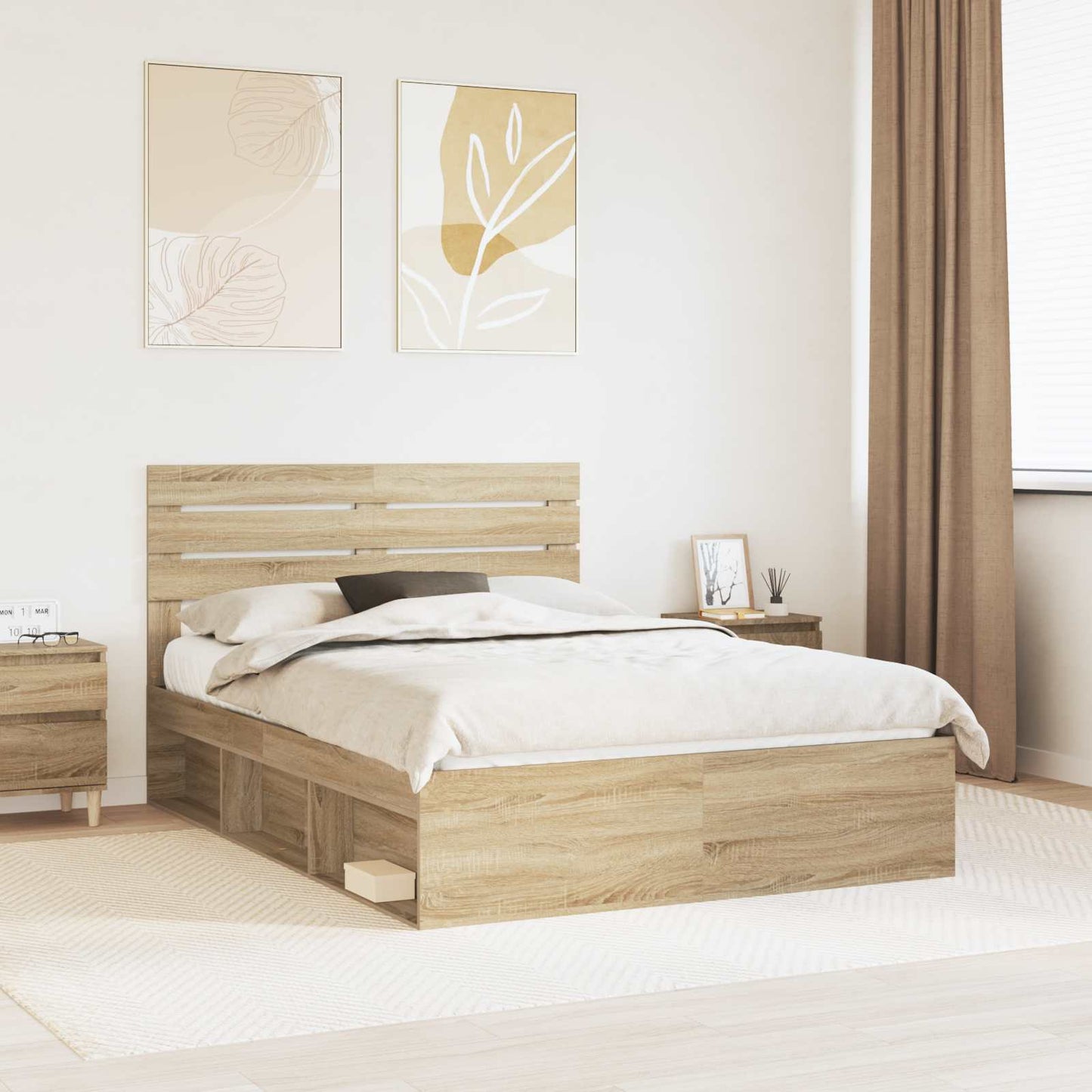 vidaXL Bettrahmen Sonoma 140 x 190 cm Massives Kiefernholz