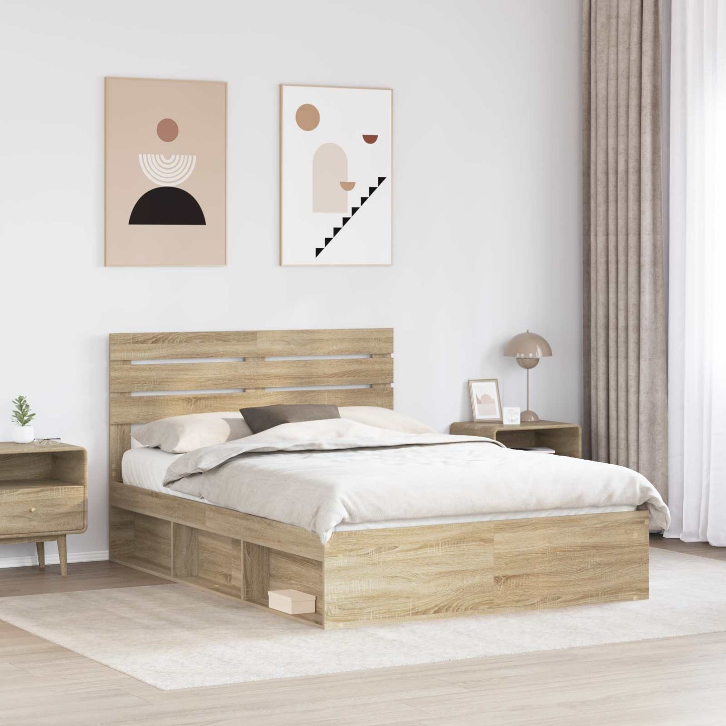 vidaXL Bettrahmen Sonoma 140 x 190 cm Massives Kiefernholz