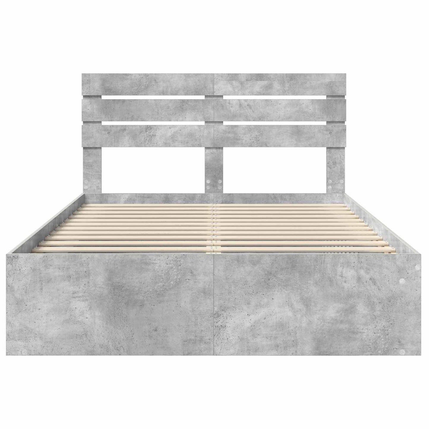 vidaXL Bettrahmen mit Kopfteil Beton 140 x 190 cm Massives Kiefernholz