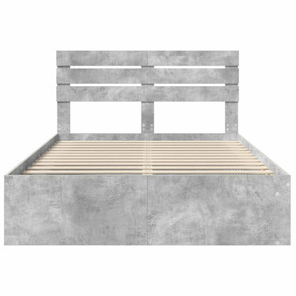 vidaXL Bettrahmen mit Kopfteil Beton 140 x 190 cm Massives Kiefernholz