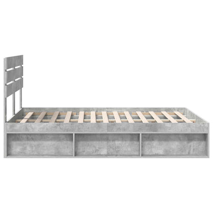 vidaXL Bettrahmen mit Kopfteil Beton 140 x 190 cm Massives Kiefernholz