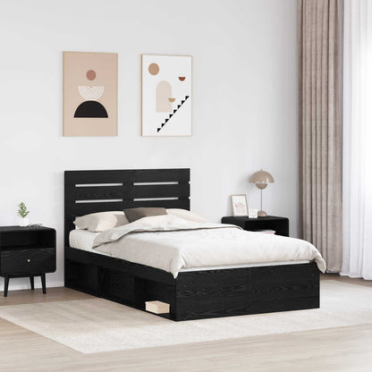 vidaXL Bettrahmen Schwarz 135 x 190 cm Massives Kiefernholz