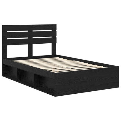 vidaXL Bettrahmen Schwarz 135 x 190 cm Massives Kiefernholz