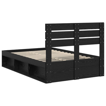 vidaXL Bettrahmen Schwarz 135 x 190 cm Massives Kiefernholz